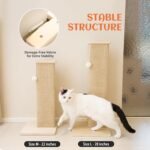 PETKARAY Couch Corner Cat Scratcher, 28'' Corner Scratching Post Cat Wall Scratcher, Sisal Scratch Pad for Sofa, Wall Furniture Protector with Toy Ball - Image 7