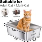 Stainless Steel Litter Box, 20"x14"x6"(Height) Large Metal Litter Box, Easy to Clean, Non Stick No Smell Steel Litterbox for Adult Cats/Kitty - Image 3
