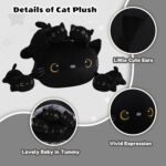 SQEQE Black Cat Mommy Stuffed Animal with 4 Babies Cat in her Tummy, Cute Black Cat Plush Toys for Kids, Gifts Ideal for Christmas, Valentine's, Birthday - Image 3