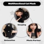 SQEQE Black Cat Mommy Stuffed Animal with 4 Babies Cat in her Tummy, Cute Black Cat Plush Toys for Kids, Gifts Ideal for Christmas, Valentine's, Birthday - Image 6