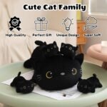 SQEQE Black Cat Mommy Stuffed Animal with 4 Babies Cat in her Tummy, Cute Black Cat Plush Toys for Kids, Gifts Ideal for Christmas, Valentine's, Birthday - Image 8