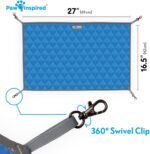 Paw Inspired 69x42cm Large Hanging Fleece Hammock for Ferrets, Rats, Chinchillas, Sugar Gliders, Small Pets | Hideout Toy for Guinea Pigs, Hamsters | Swivel Clips for Small Animal Cages (Gray/Blue) - Image 3