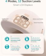 Paruu Hands Free Breast Pump P16, Wearable Breast Pump Electirc Portable with 4 Modes & 12 Levels, Max 309mmHg Strong Suction 19/21/24mm Flange Inserts Wearable Breastfeeding Pump, 2 Pack（Nude - Image 3