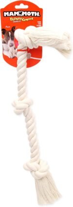 Mammoth Flossy Chews 100-Percent Cotton White 3-Knot Rope Tug, Medium, 20-Inch - Image 3