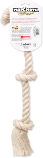 Mammoth Flossy Chews 100-Percent Cotton White 3-Knot Rope Tug, Medium, 20-Inch - Image 4