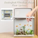 Gugxiom 5L Betta Fish Tank, 1.5 Gallon Mini Small Aquarium with Auto-Cyclic Filtration and LED Lighting, Fish Bowl for Home and Office Desktops (White) - Image 4