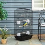 PawHut 36" Bird Cage for Finches Canaries Budgies, Parrot Cage with Accessories Handle, Black - Image 3