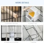 PawHut 36" Bird Cage for Finches Canaries Budgies, Parrot Cage with Accessories Handle, Black - Image 4
