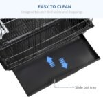 PawHut 36" Bird Cage for Finches Canaries Budgies, Parrot Cage with Accessories Handle, Black - Image 5