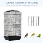 PawHut 36" Bird Cage for Finches Canaries Budgies, Parrot Cage with Accessories Handle, Black - Image 7