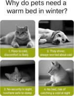 Removable and Washable Winter Closed-Off Cat Bed, Indoor Cat Bed Cave Style, Cotton Soft Cozy Sleeping Nest,Foldable Thick Dog Sleeping House for Puppy and Kitty (Beige, M for 4kg Pet) - Image 3