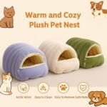 Removable and Washable Winter Closed-Off Cat Bed, Indoor Cat Bed Cave Style, Cotton Soft Cozy Sleeping Nest,Foldable Thick Dog Sleeping House for Puppy and Kitty (Beige, M for 4kg Pet) - Image 4