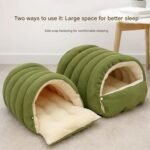Removable and Washable Winter Closed-Off Cat Bed, Indoor Cat Bed Cave Style, Cotton Soft Cozy Sleeping Nest,Foldable Thick Dog Sleeping House for Puppy and Kitty (Beige, M for 4kg Pet) - Image 6