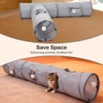 Odoland Cat Tunnel 3 Straight Shaped Pet Tunnels, Tube Cat Toys 6 DIY Shapes with Wand Toys, Scratch Resistant Collapsible Cats Tubes for Indoor Puppy, Kitten, Rabbit - Image 4
