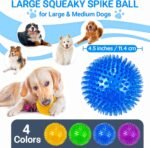 4-Pack Large Squeaky Dog Balls, 4.5" Rubber Spiky Dog Balls for Large Medium Aggressive Chewers Teeth Cleaning, Chew Toy for Training & Boredom Buster - Image 3