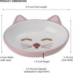 PetRageous 70658 Oval Frisky Kitty Stoneware Cat Bowl 5.5-Inch Wide and 1.5-Inch Tall Saucer with 5.3-Ounce Capacity and Dishwasher Safe is Great for Cats, Pink - Image 4