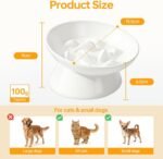 PETTOM Slow Feeder Cat Bowl, Ceramic Raised Cat Slow Feeder Bowl Elevated Anti Vomiting for Dry and Wet Food (1 Pack) - Image 6