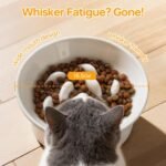 PETTOM Slow Feeder Cat Bowl, Ceramic Raised Cat Slow Feeder Bowl Elevated Anti Vomiting for Dry and Wet Food (1 Pack) - Image 7