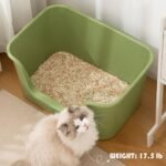 Vealind XL Cat Litter Box for Big Cats, Jumbo High Sided Extra Large Cat Litter Box for Multiple Cats, Green Big Open Kitty Litter Box - Image 4