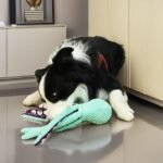 Plush Octopus Dog Toy, Mint Green and Purple, Interactive Squeaky Pet Chew Toy - Image 4