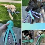 Plush Octopus Dog Toy, Mint Green and Purple, Interactive Squeaky Pet Chew Toy - Image 7