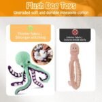 Plush Octopus Dog Toy, Mint Green and Purple, Interactive Squeaky Pet Chew Toy - Image 8
