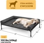 Veehoo Elevated Dog Bed, Lifted Dog Ded Add Waterproof Removable Pillow-Top Mat, Raised Pet Cot with Breathable Mesh, No-Slip Feet, Bolster Dog Cot Bed for Indoor & Outdoor, 107 x 76 cm, Black - Image 3
