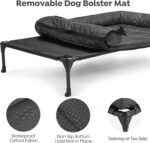 Veehoo Elevated Dog Bed, Lifted Dog Ded Add Waterproof Removable Pillow-Top Mat, Raised Pet Cot with Breathable Mesh, No-Slip Feet, Bolster Dog Cot Bed for Indoor & Outdoor, 107 x 76 cm, Black - Image 5