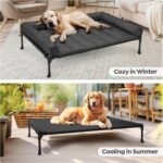 Veehoo Elevated Dog Bed, Lifted Dog Ded Add Waterproof Removable Pillow-Top Mat, Raised Pet Cot with Breathable Mesh, No-Slip Feet, Bolster Dog Cot Bed for Indoor & Outdoor, 107 x 76 cm, Black - Image 6