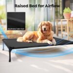 Veehoo Elevated Dog Bed, Lifted Dog Ded Add Waterproof Removable Pillow-Top Mat, Raised Pet Cot with Breathable Mesh, No-Slip Feet, Bolster Dog Cot Bed for Indoor & Outdoor, 107 x 76 cm, Black - Image 7