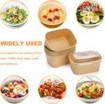 Yesland 50 Pack Compostable Rectangular Kraft Paper Bowls,32 Oz Disposable Cardboard Meal Prep Container with Lid, Microwave & Freezer Safe, Reusable, for Take-Out, Office Lunch, Picnic - Image 7