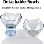 Cat Bowl with Raised Stand, 15° Tilted Detachable Double Pet Food Water Bowls, Transparent Cat & Small Dog Pet Feeder Food Bowl - Image 3