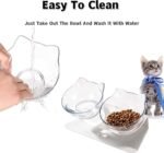 Cat Bowl with Raised Stand, 15° Tilted Detachable Double Pet Food Water Bowls, Transparent Cat & Small Dog Pet Feeder Food Bowl - Image 5