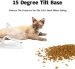 Cat Bowl with Raised Stand, 15° Tilted Detachable Double Pet Food Water Bowls, Transparent Cat & Small Dog Pet Feeder Food Bowl - Image 6