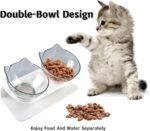 Cat Bowl with Raised Stand, 15° Tilted Detachable Double Pet Food Water Bowls, Transparent Cat & Small Dog Pet Feeder Food Bowl - Image 7
