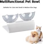 Cat Bowl with Raised Stand, 15° Tilted Detachable Double Pet Food Water Bowls, Transparent Cat & Small Dog Pet Feeder Food Bowl - Image 8