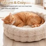 Cat Beds for Indoor Cats, Washable Round Beds for Small Dog and Cats, Soft Plush Faux Fur Removable Pet Bed for Puppy and Kitten, 20"x20"x6" - Image 3
