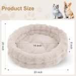 Cat Beds for Indoor Cats, Washable Round Beds for Small Dog and Cats, Soft Plush Faux Fur Removable Pet Bed for Puppy and Kitten, 20"x20"x6" - Image 4