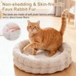 Cat Beds for Indoor Cats, Washable Round Beds for Small Dog and Cats, Soft Plush Faux Fur Removable Pet Bed for Puppy and Kitten, 20"x20"x6" - Image 6