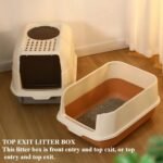 Fully Enclosed Cat Litter Box with Lid - Splash-Proof and Leak-Proof, High Edges, Odorless Design, Easy Installation and Cleaning, 20.5" L X 14.2" W X 13.4" H (Gray) - Image 3