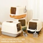 Fully Enclosed Cat Litter Box with Lid - Splash-Proof and Leak-Proof, High Edges, Odorless Design, Easy Installation and Cleaning, 20.5" L X 14.2" W X 13.4" H (Gray) - Image 7