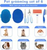 Pet Grooming Kit with Slicker Brush Bath Massage Glove Brush Pet Shedding Comb Nail Clipper Trimmer 6 Piece Set for Rabbit Kitten Guinea Pig Cat Chinchilla Ferret Small Animals - Image 4