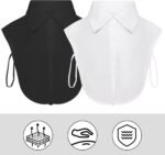 2 Pcs Black and White Collared Faux Collar Dickey Collar for Women Half False Blouse Detachable - Image 7