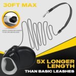 Fida Upgraded Retractable Dog Leash 30ft, Heavy Duty Pet Walking Leash for Medium/Large Breed up to 110 lbs, 360° Tangle-Free Long Retract Dog Lead, Soft Grip, One-Hand Brake, Black - Image 3