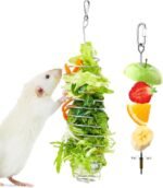 2Pcs Stainless Steel Rat Foraging Toys, Hanging Rodent Enrichment Puzzle Toy for Fancy Mice & Parakeets, Slow Feeder Fruit Vegetable Holder, Cage Accessories for Small Animals - Image 3