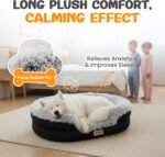 Fluffy Orthopedic Dog Bed for Medium & Large Dogs, Calming Plush Sofa Bed with Curved Bolster Support and Egg-Crate Foam Base, 43" Cozy Oval Pet Donut Bed with Washable Cover, Gray - Image 3
