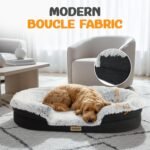 Fluffy Orthopedic Dog Bed for Medium & Large Dogs, Calming Plush Sofa Bed with Curved Bolster Support and Egg-Crate Foam Base, 43" Cozy Oval Pet Donut Bed with Washable Cover, Gray - Image 4