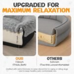 Fluffy Orthopedic Dog Bed for Medium & Large Dogs, Calming Plush Sofa Bed with Curved Bolster Support and Egg-Crate Foam Base, 43" Cozy Oval Pet Donut Bed with Washable Cover, Gray - Image 6