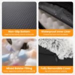 Fluffy Orthopedic Dog Bed for Medium & Large Dogs, Calming Plush Sofa Bed with Curved Bolster Support and Egg-Crate Foam Base, 43" Cozy Oval Pet Donut Bed with Washable Cover, Gray - Image 9