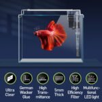 Ultra Clear Small Fish Tank with Filter & Light (3 Gal), Rimless Glass Low Iron Aquarium Starter Kit, Beta Fish Tank & Filter with Surface Skimmer & 3-Mode LED Light - Image 3